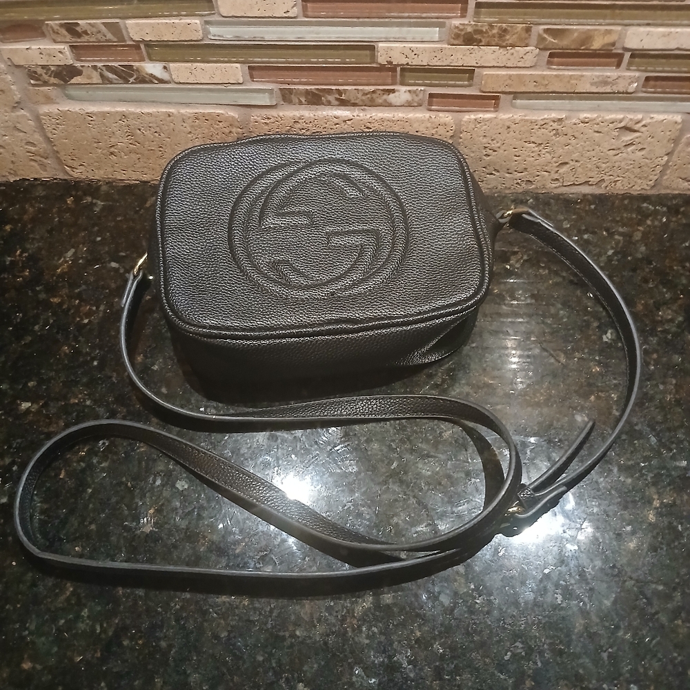 Black Leather Interior Label Bag - Picture 8 of 14